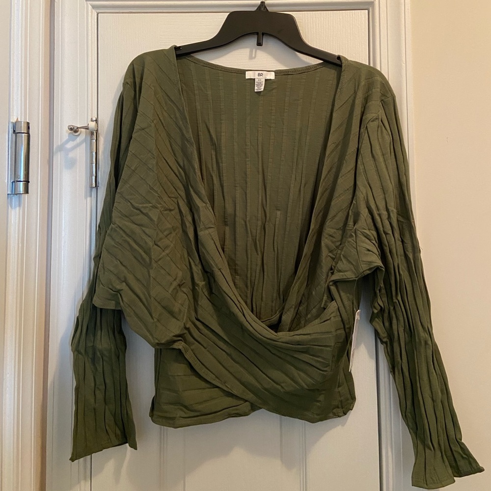 BP Olive wrap blouse